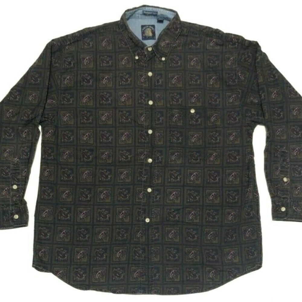 Vintage Salty Dog Weathered Poplin Paisley Button